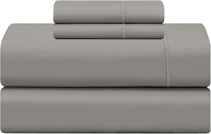 Fashionable Feather amp Stitch 500 TC California King Size 4pc Damask Bed Sheet Set Soft Cotton Breathable Bedsheets 18 quot Deep Pockets Sateen Weave Striped Bedding Mattress – Ash Grey Enhanced