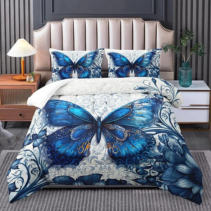 Easy-to-Use Twin Size Boho Butterfly Bedding Set for Girls – Dreamy Comforter Set with Butterfly Decorations Excellent