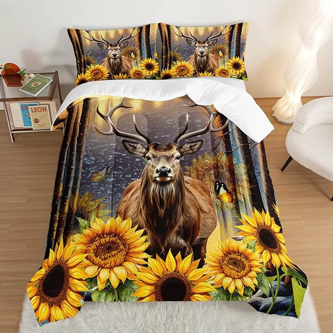 Proven Deer Bedding Sets for Kids Boys Girls Room Decor Hunting Themed Forest Sunflower Bedding Comforter Sets Western Comforter Sets Woodland Camo Queen Bedding Set with 2 Pillowcases. Smart