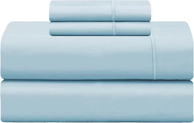 Versatile Feather amp Stitch 500 TC Twin Size 3pc Damask Bed Sheet Set Soft Cotton Breathable Bedsheets 18 quot Deep Pockets Sateen Weave Striped Bedding Mattress Resort Hotel Luxury Decor – Feather Blue Secure