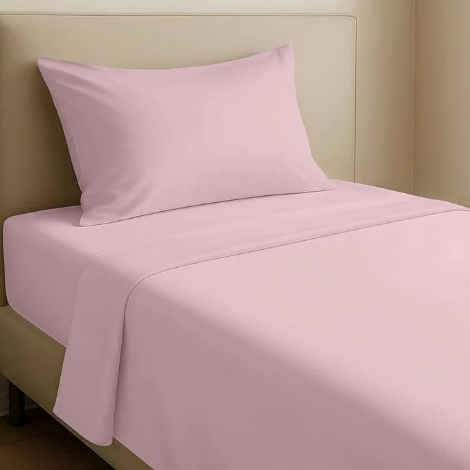 Refined California Design Den Twin Sheet Set – Natural Cotton Bed Sheets with 12 quot Pockets Soft Sateen Weave Breathable and Durable Bedding Set for Dorm Rooms College Pink Functional