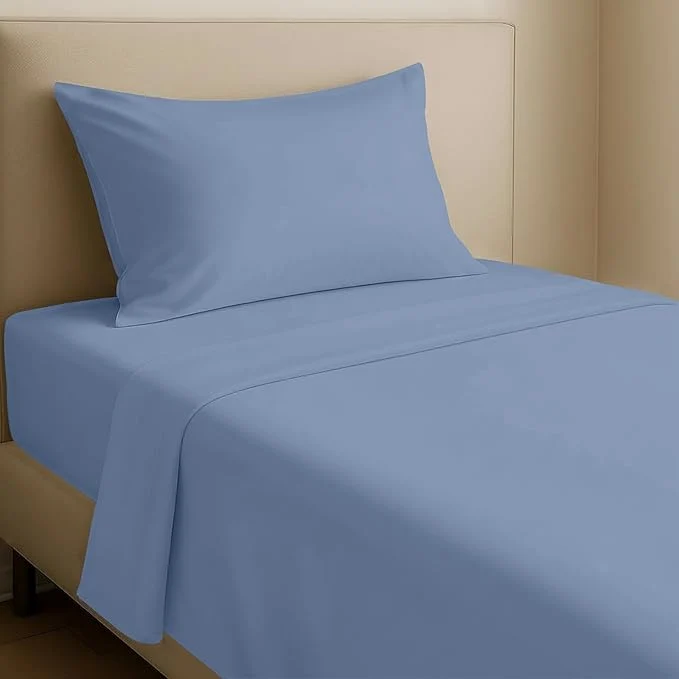 California Design Den Twin Sheets Set – Natural Cotton Sheets with 12 quot Pockets Soft Sateen Weave Breathable and Durable Bedding Set for Dorm Rooms College Blue Hydrangea High-Quality