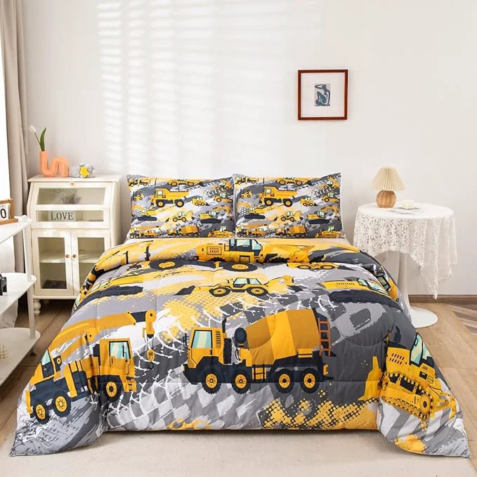 Consistent Feelyou Kids Construction Comforter Set Twin Bedding Sets for Boys Toddler Children Cartoon Cars Excavator Tractor Comforter Set Construction Machinery Truck Duvet Set Cars Bed Set with 1 Pillow Case Next-Generation