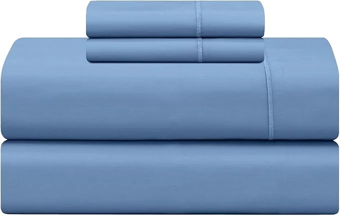 Elite Feather amp Stitch 500 TC Split King Size 5pc Damask Bed Sheet Set Soft Cotton Breathable Bedsheets 18 quot Deep Pockets Sateen Weave Striped Bedding Mattress – Mist Blue Versatile