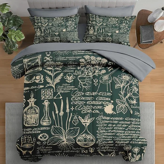 Classic Comforter Set Full Size Retro Herbs 7 Pcs Bedding for Kids and Adults Flower Vintage Leaf Bed Sheet Sets with Fitted Sheet 2 Pillowcases amp 2 Shams for Bedroom Bed Decor Specialty