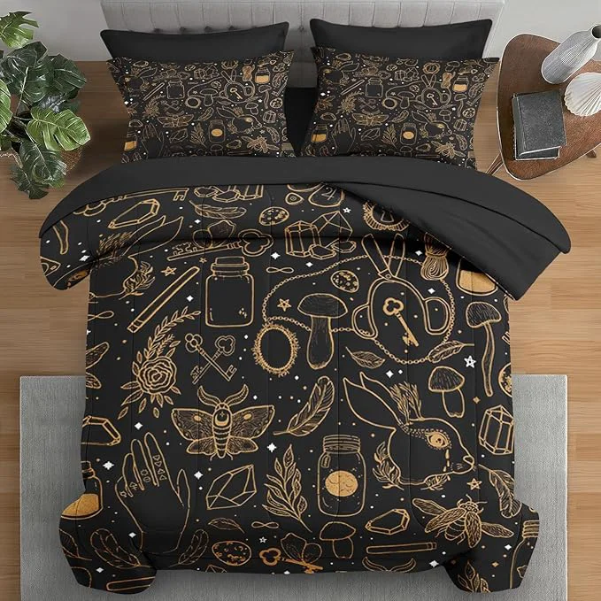 Powerful Comforter Set Full Size Vintage Witch Dream 7 Pcs Bedding for Kids and Adults Boho Mystic Occult Bed Sheet Sets with Fitted Sheet 2 Pillowcases amp 2 Shams for Bedroom Bed Decor Organic