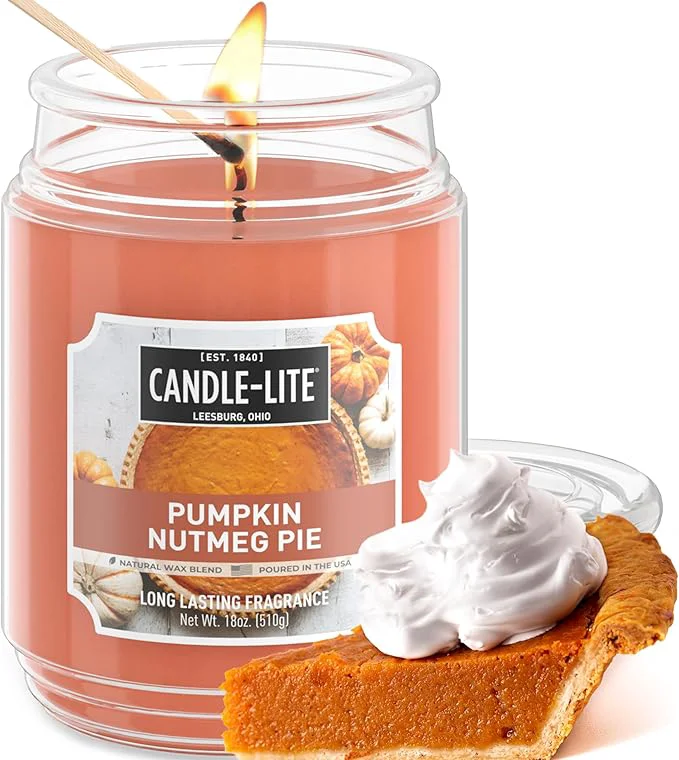 Natural Candle-lite Halloween Scented Candles Pumpkin Nutmeg Pie 18 oz Jar Proudly High-Performance