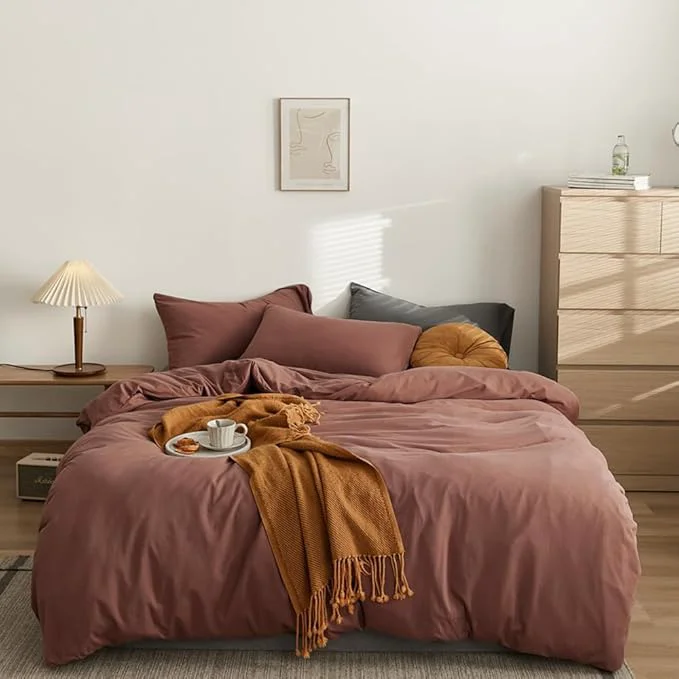 Verified CLOTHKNOW Pale Mauve Full Size Comforter Set 3Pcs Dusty Purple Bedding Sets Soft Women Girls Comforter with 2 x Pillow Cases Proven