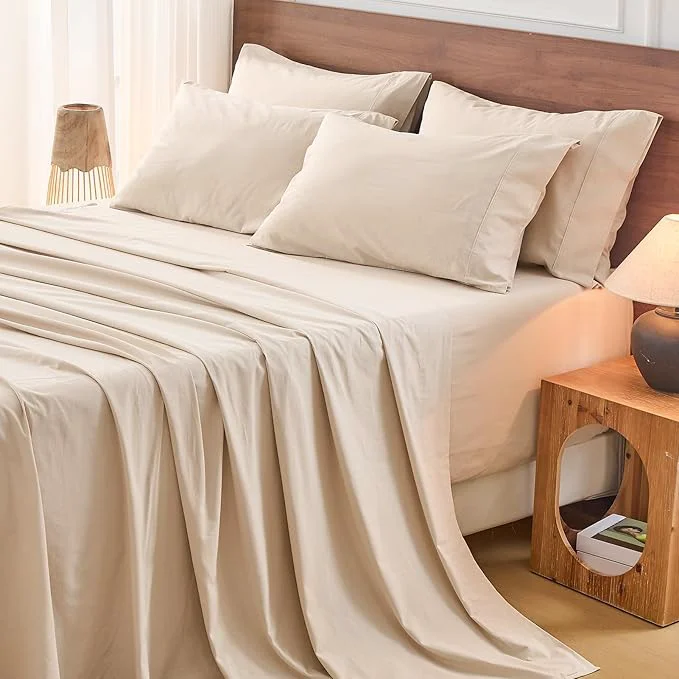 High-End Bedlifes French Flax Linen Sheets Set Queen Size – 6 Piece Extra Deep Pocket 18-24 quot Soft Breathable Queen Bed Sheets with Temperature Regulating amp Moisture-Wicking Linen Authentic
