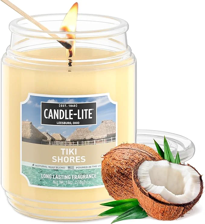 Secure Candle-lite Scented Candles Tiki Shores 18 oz Jar Proudly Poured in The USA Healthy