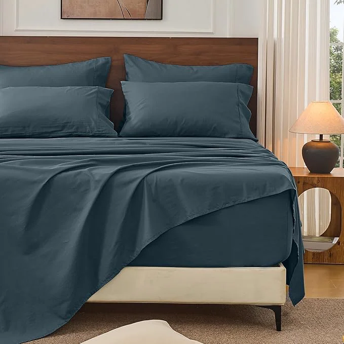 Pure Bedlifes French Linen Sheets California King Size 18-24 quot Extra Deep Pocket 4-Piece Set Breathable amp Moisture-Wicking Soft amp Durable Sheets for Thick Mattresses Cool Gray Crafted