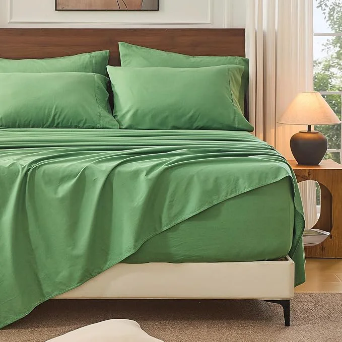 Artisan Bedlifes French Linen Sheets Queen Size 18-24 quot Extra Deep Pocket 4-Piece Set Breathable amp Moisture-Wicking Soft amp Durable Sheets for Thick Mattresses Sage Green Original
