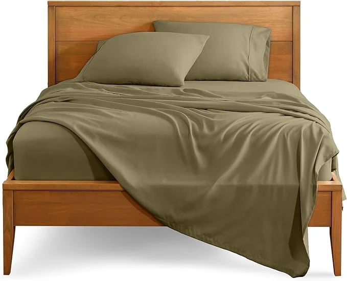 Solid Bare Home Split California King Sheet Set – 1800 Ultra-Soft Microfiber Bed Sheets – Double Brushed – Deep Pockets – Easy Fit – 5 Piece Set – Bed Sheets Split Cal King Olive Safe
