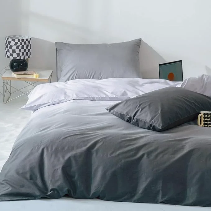Luxury CLOTHKNOW Grey Silver California King Comforter Set Gradient Gray Bedding Comforter Sets Soft Tone Grey Comforter with 2 x Pillow Cases First-Class