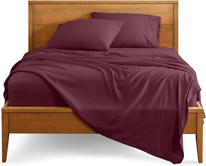 Top-Quality Bare Home Queen Sheet Set – 1800 Ultra-Soft Microfiber Queen Bed Sheets – Double Brushed – Deep Pockets – Easy Fit – 4 Piece Set – Bedding Sheets amp Pillowcases Queen Burgundy Verified