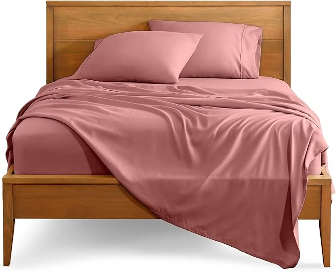 Prestigious Bare Home California King Sheet Set – 1800 Ultra-Soft Microfiber Cal King Bed Sheets – Double Brushed – Deep Pockets – Easy Fit – 4 Piece Set – Bed Sheets California King Dusty Rose Casual