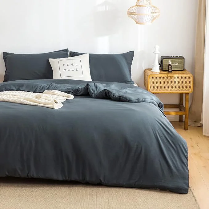 High-End 2Piece Sliky Soft Fluffy Bedding Comforters Set for Twin XL Size Bed Made with Cozy Washable PolyCotton Microfiber Fabric LightWeight All Season Use 1 Comforter amp 1 Pillowsham Dark Dusty Blue Grey Top-Quality
