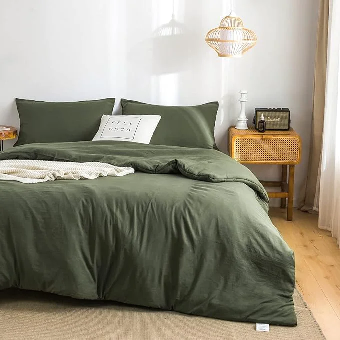 Modern COTTEBED Ultra-Soft Cozy Twin Bedding Comforter Sets Bed Lightweight All Season Use Warm Fluffy Made with Washed PolyCotton Microfiber Fabric 1 Comforter 1 Pillow Sham Twin Twin XL Dark Olive Green Quality