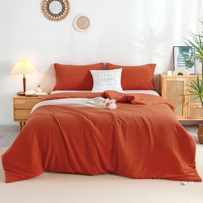 Genuine Flully Orange Twin Comforter Sets All Season Super Soft Lightweight Washed Cotton Down Bed Comforters Set amp Pillowsham Kids College Dorm Boys Girls Modern Pumpkin Bright Orange Twin XL Enhanced