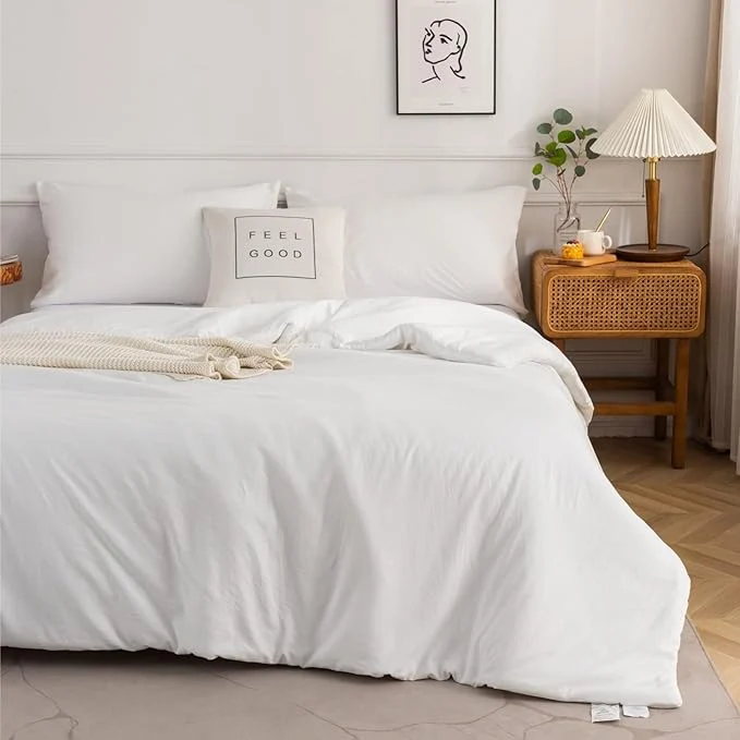 Minimalist COTTEBED White Twin Bed Comforter Set – XL Twin Bedding Size Down Comforter with Pillow Sham Super Soft Fluffy Comfortable PolyCotton for Kids College Dorm Boys Girls School All Season Use Twin TwinXL Elegant