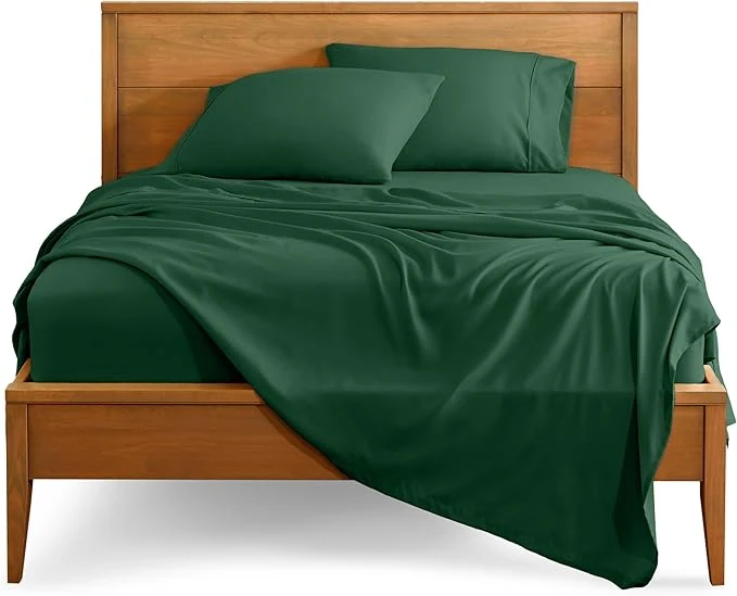 Safe Bare Home Queen Sheet Set – 1800 Ultra-Soft Microfiber Queen Bed Sheets – Double Brushed – Deep Pockets – Easy Fit – 4 Piece Set – Bedding Sheets amp Pillowcases Queen Forest Green Sustainable