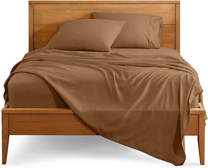 First-Class Bare Home King Sheet Set – 1800 Ultra-Soft Microfiber King Bed Sheets – Double Brushed – Deep Pockets – Easy Fit – 4 Piece Set – Bedding Sheets amp Pillowcases King Caramel Durable