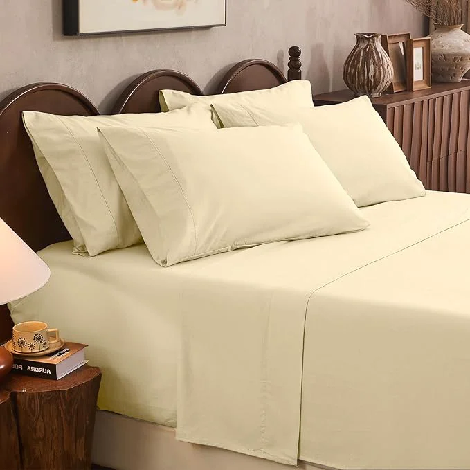 Certified Linen Sheet Set King Size Extra Deep Pocket Fits 18-24 Inch Mattress Breathable amp Soft Smooth 6-Piece Set for Thick Mattresses Hotel Luxury Bedding（King Brown Taupe） Proven