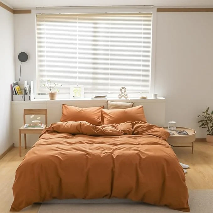 Luxury CLOTHKNOW Brown Queen Comforter Set Pumpkin Bedding Comforter Sets Soft Rust Comforter Caramel Queen Comforter with 2 x Pillow Cases Trusted