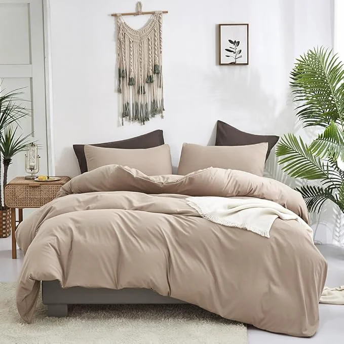 Verified CLOTHKNOW Khaki California King Comforter Set Taupe Bedding Comforter Sets All Season Light Brown Comforter Soft Tan Comforter with 2 x Pillow Cases Prestigious