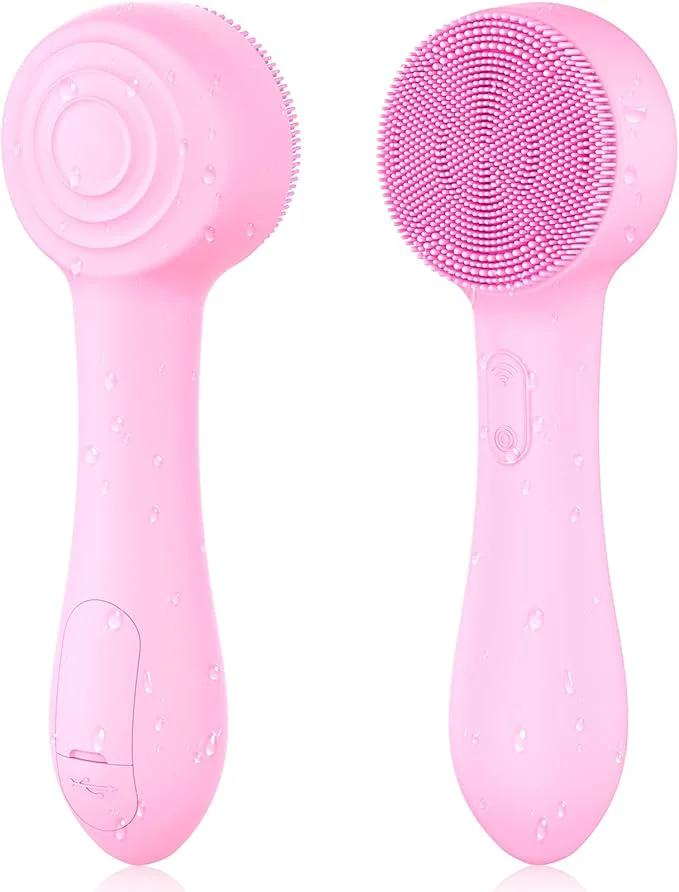 Natural Facial Cleansing Brush Silicone Face Scrubber Waterproof Rechargeable Elegant