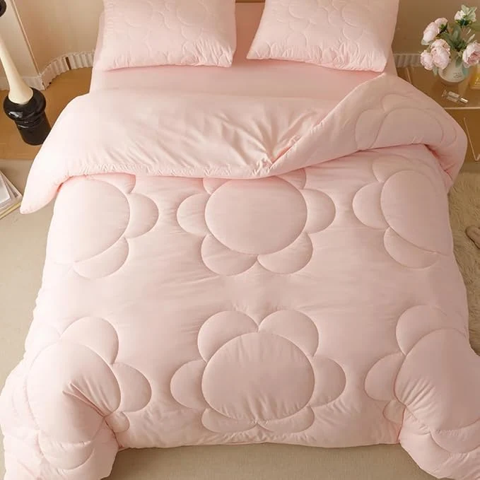 Trusted CLOTHKNOW Pink Blush Full Size Comforter Sets 3Pcs Daisy Puff Bedding Comforter Sets Soft Boho Comforter Pink Comforter with 2 x Pillow Cases Premium