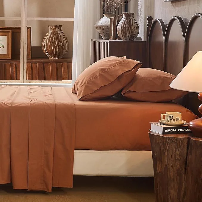 Responsible Linen Sheet Set King Size Extra Deep Pocket Fits 18-24 Inch Mattress Breathable amp Soft Smooth 4-Piece Set for Thick Mattresses Hotel Luxury Bedding（King Brown） Official