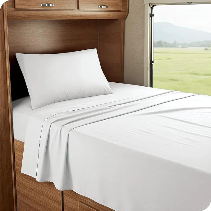 High-End Bare Home RV Bunk Sheet Set – 1800 Ultra-Soft Microfiber RV Bunk Bed Sheets – Double Brushed – Deep Pockets – Easy Fit – 3 Piece Set – Bedding Sheets amp Pillowcases RV Bunk 30×75 White Lightweight