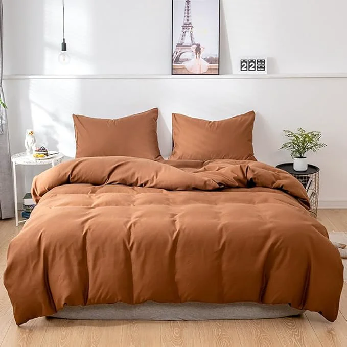 Exceptional CLOTHKNOW Pumpkin California King Comforter Set 3Pcs Brown Rust Bedding Comforter Sets Soft Terracotta Comforter Caramel Comforter with 2 x Pillow Cases Natural
