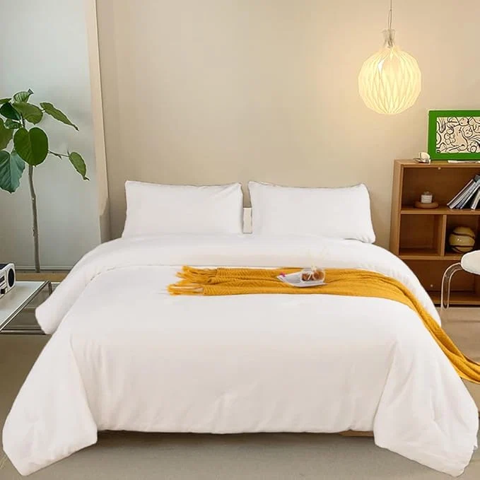 Outstanding CLOTHKNOW White Velvet Queen Comforter Set White Bedding Comforter Sets Soft White Comforter Queen with 2 x Pillow Cases Exceptional