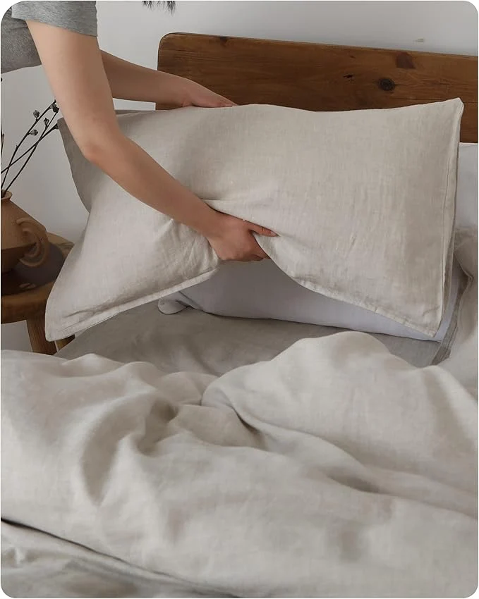 Easy-to-Use XZ XIFA Linen Pillowcases Queen – Pack of 2- Natural Washed French Flax Breathable Durable Textured Envelope Pillowcases – Linen 20 39 39 x 30 39 39 Contemporary