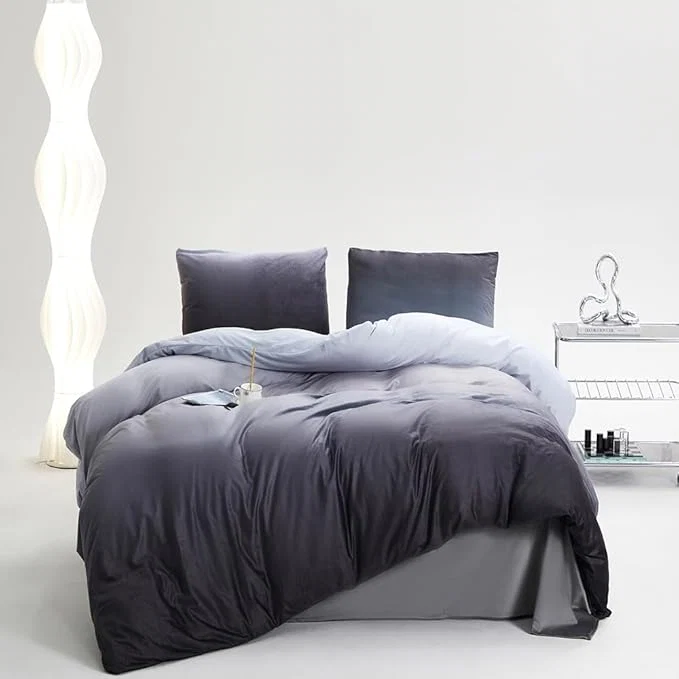 Trusted CLOTHKNOW Gray White Comforter Sets Twin Twin XL Gradient Grey Velvet Bedding Comforter Sets Gray Bed Sets Soft Convenient