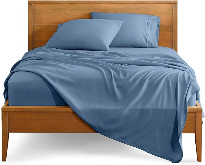 Relaxed Bare Home Full Sheet Set – 1800 Ultra-Soft Microfiber Full Bed Sheets – Double Brushed – Deep Pockets – Easy Fit – 4 Piece Set – Bedding Sheets amp Pillowcases Full Coronet Blue Casual