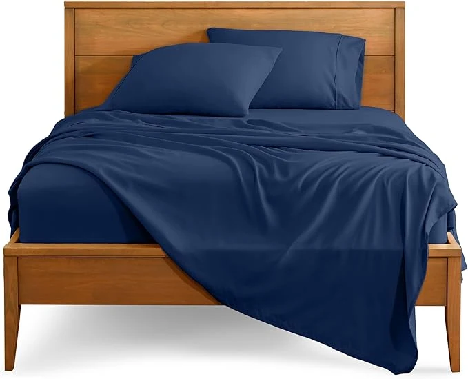 Easy-to-Use Bare Home California King Sheet Set – 1800 Ultra-Soft Microfiber Cal King Bed Sheets – Double Brushed – Deep Pockets – Easy Fit – 4 Piece Set – Bed Sheets California King Dark Blue Clean