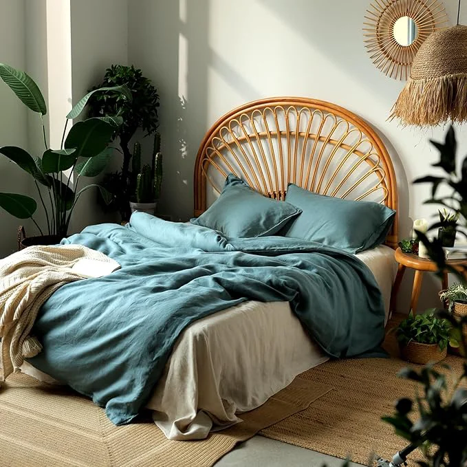 Reusable XZ XIFA Blue Linen Duvet Cover Queen Washed French Flax Linen Bedding with Zipper Closure Cooling for Hot Sleepers Textured Bed Sets – 1 Duvet Cover and 2 Pillowcases Carefully Designed
