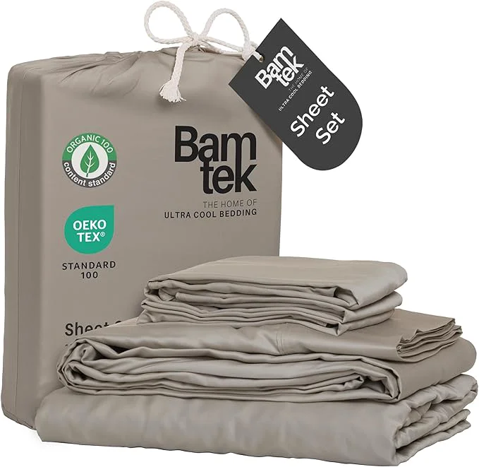 Authentic Viscose Bamboo Sheets – Cal King Sheet Set 4PC – Cooling Sheets for Hot Sleepers with Moisture Wicking Technology – Silky Soft 18 Inch Deep Pocket – Sand 72 quot x84 quot Reliable