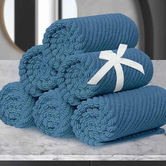 High-Grade Blue Washcloths 6 Pack Wash Cloths High-Quality