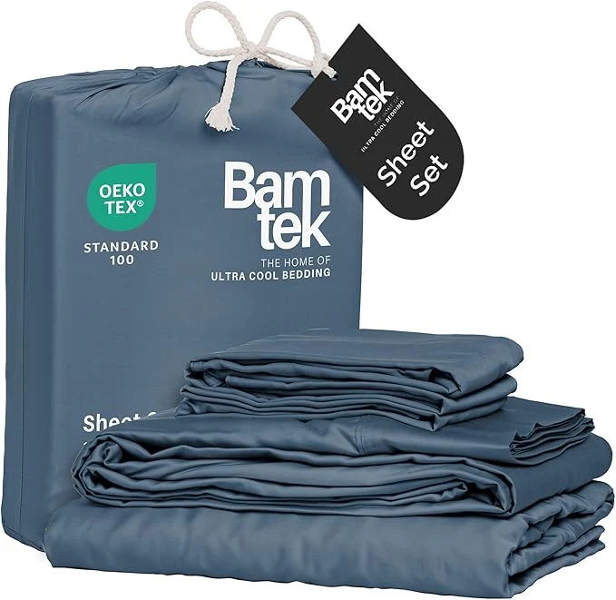 Modern Viscose Bamboo Sheets King Size 4PC Set – Cooling Sheets for Hot Sleepers with Moisture Wicking Technology – Silky Soft 18 Inch Deep Pocket – Storm 76 quot x 80 quot Recyclable