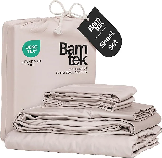 Breathable Viscose Bamboo Sheets King Size 4PC Set – Cooling Sheets for Hot Sleepers with Moisture Wicking Technology – Silky Soft 18 Inch Deep Pocket – Blush 76 quot x 80 quot Superior