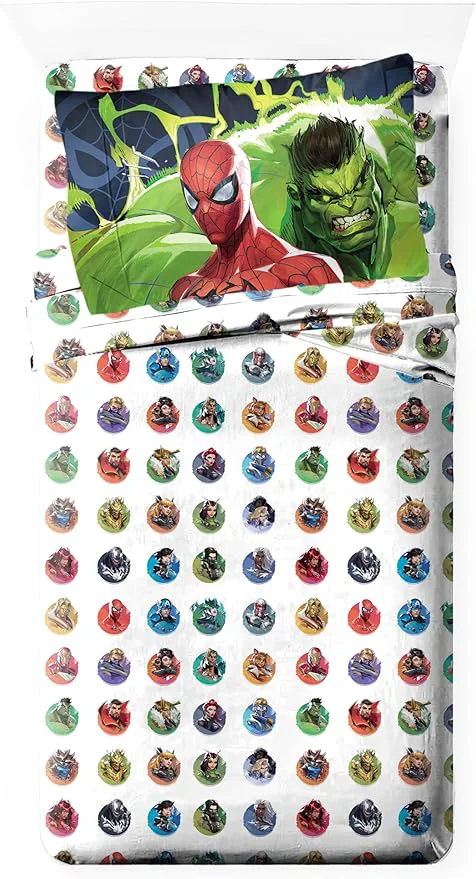 Stylish Jay Franco Kids Sheet Set with Fitted Flat Sheets amp Pillow Cover – Ultra-Soft Bedding with Pillowcase for Room Decor Multi – Marvel Rivals 3 Piece Twin Refined