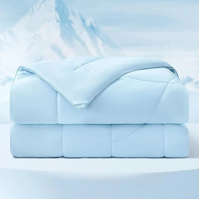 Functional Bedsure Cooling Comforter Queen Size – Cooling Blankets for Hot Sleepers Lightweight Comforter for Summer with Dual-Sided Cool Tech Soft Breathable Cold Blanket for Sleeping Blue 88×88 Inches Fast