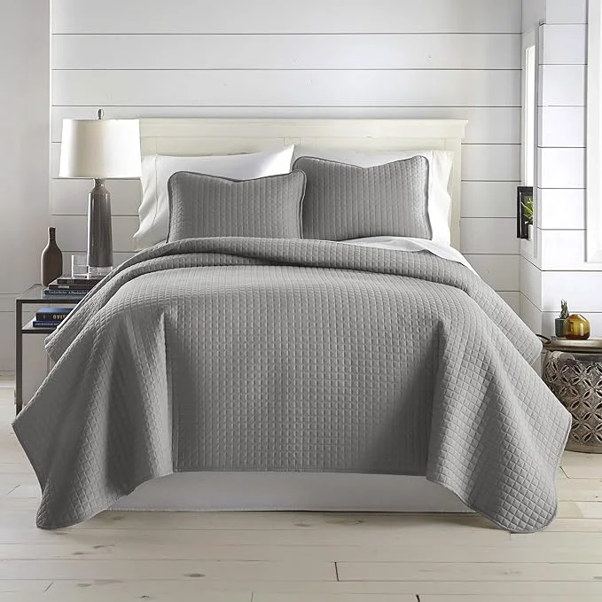 Advanced Southshore Fine Living Inc. Summer Bedspreads Queen Size Quilts with Shams Full Bedding Set Quilt Coverlet Queen Size Full Bedspread with 2 Pillow Shams Summer Bedding Sets Steel Grey Quilt Next-Generation