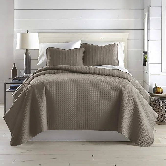 Professional Southshore Fine Living Inc. Oversized Quilt King Size Bedding Set Soft Microfiber Easy Care Stain and Pet Hair Resistant Bedding California King Size Quilt Bedspread Set w 2 Shams Dark Taupe Safe