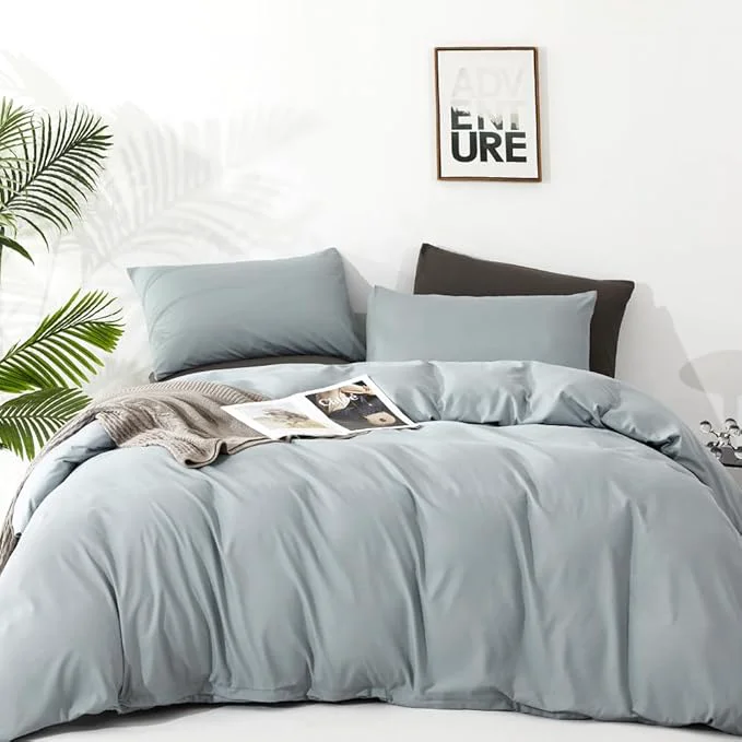 Long-Lasting CLOTHKNOW Light Blue Comforter Set Full Size 3Pcs Dusty Blue Bedding Comforter Sets Soft Comforter with 2 x Pillow Cases Women Men Bedding Sets Premium Material