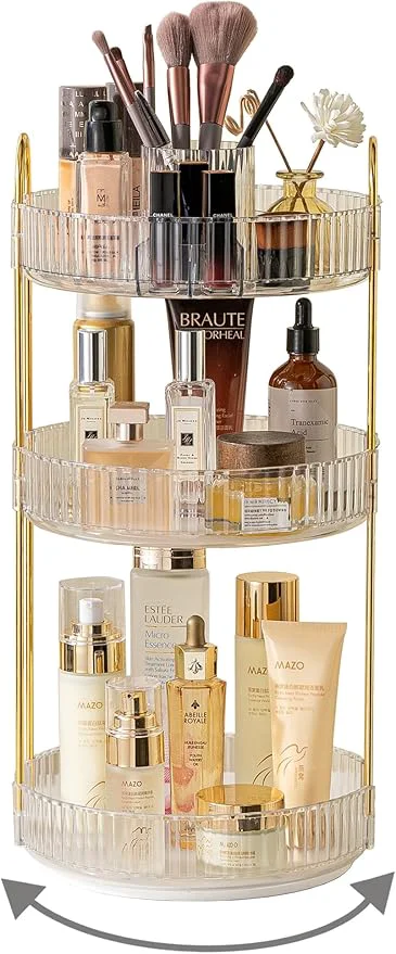Unique Asayuee 360 Rotating Makeup Organizer 3 Tier Large Capacity Make Up Organizers Recyclable